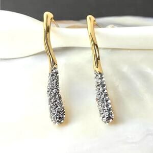 NEW Linear Crystal Earrings Pave Gold Clear CZ Alexis Bittar Solanales STYLE M29